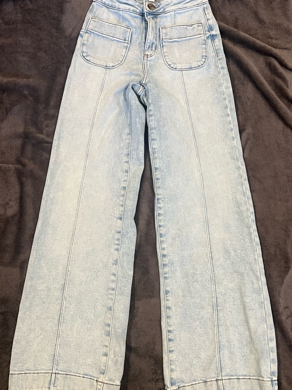 LC Lauren Conrad Light Wash High Rise Wide Leg Patch Pocket Jeans Size 0